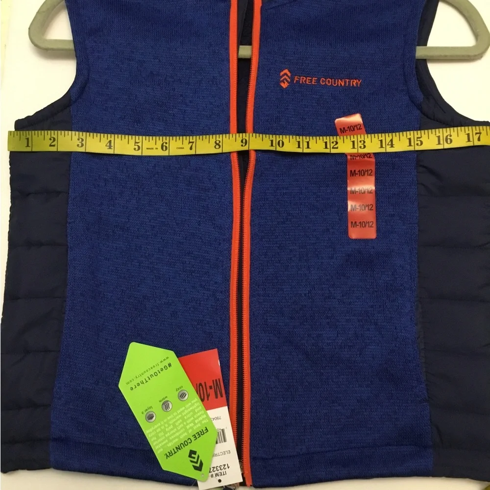 Free Country Blue and Black Vest with Orange Zipper